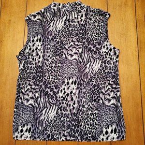 Vivendi High Neck Sleeveless Animal Print Top S